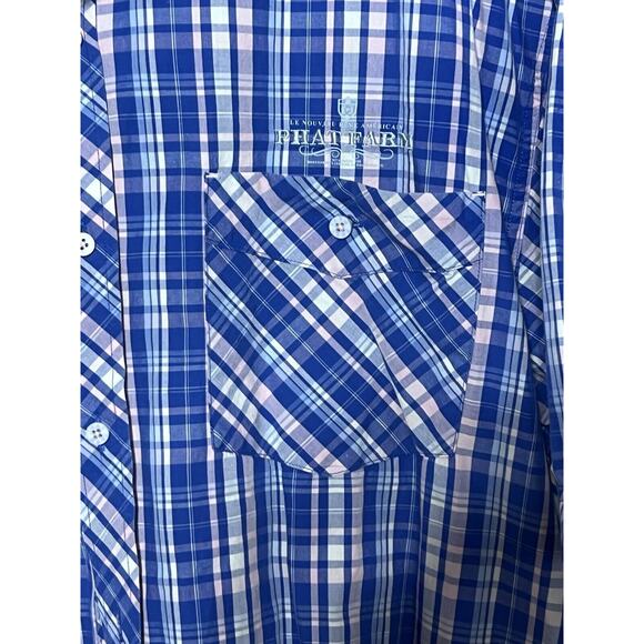 Y2K Phat farm shirt men’s XXL blue white Embroidered button short sleeve Vintage - Picture 3 of 11